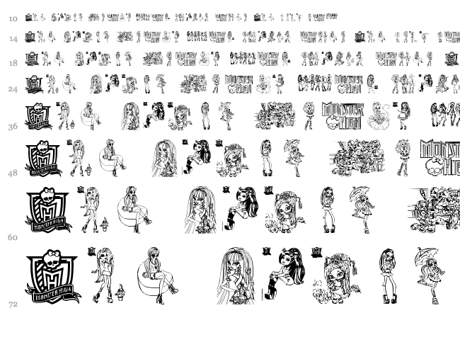 Monster High font waterfall